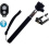 Extendable Selfie Stick Handheld Monopod +Clip Holder +Wireless Bluetooth Remote Control Black