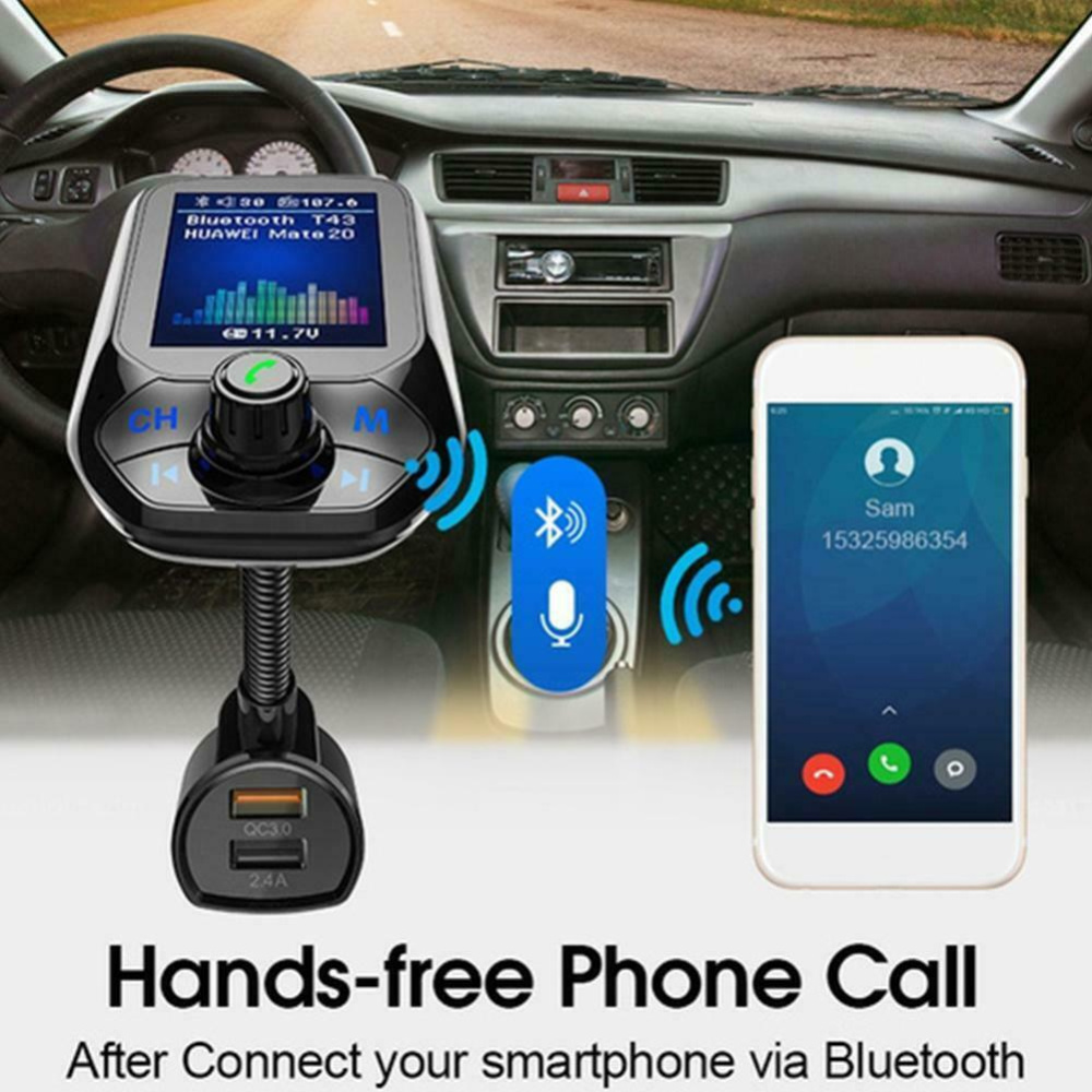T43 FM Transmitter Bluetooth 5 Radio Handsfree Car Kit